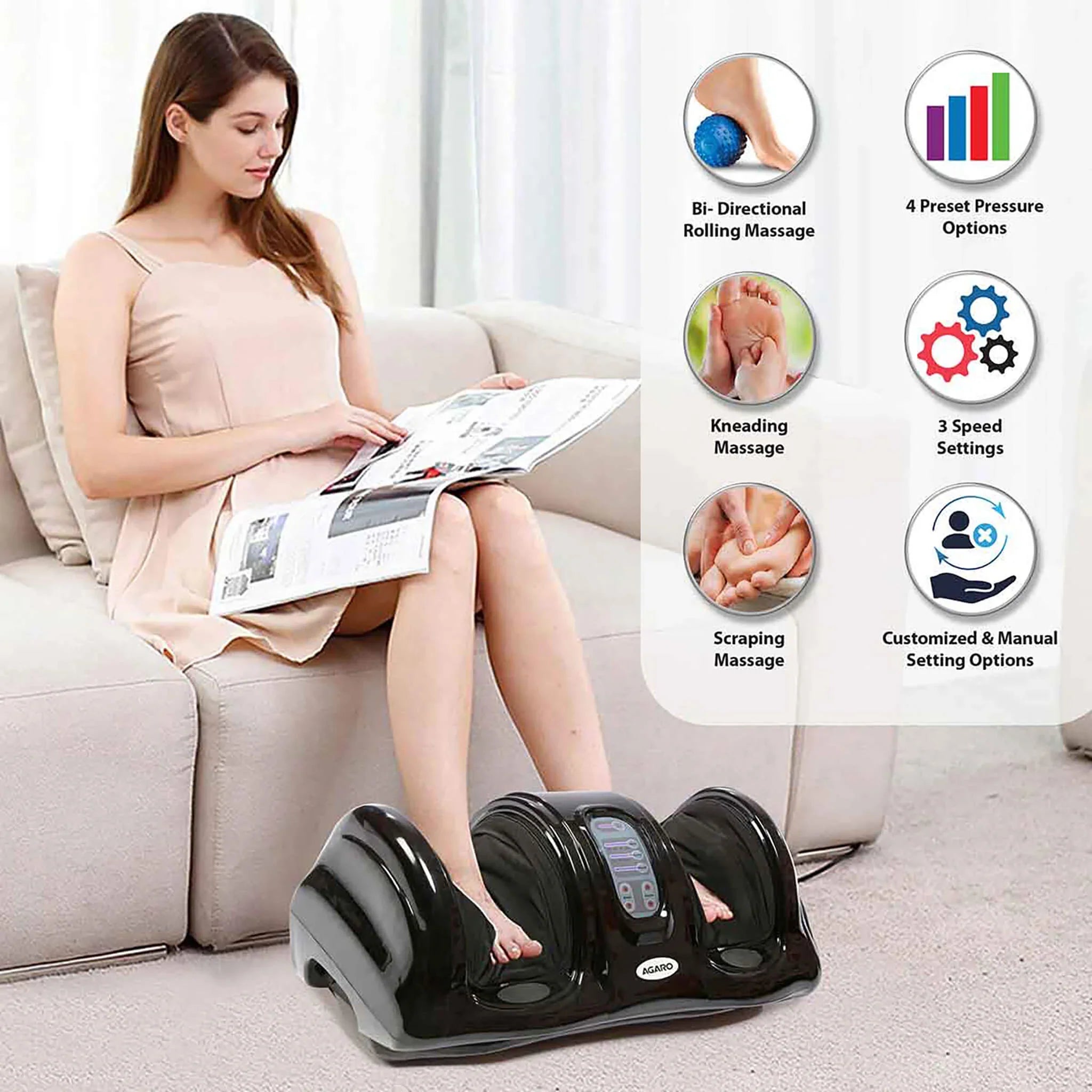 Foot Massager With Remote Control, For Feet, Ankles, Calves, And Legs for All Ages And Genders