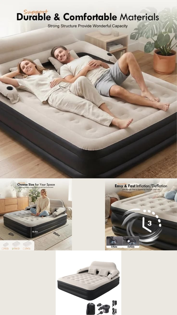 Portable Travel-friendly Inflation Air Sofa Bed with a Rechargeable Pump