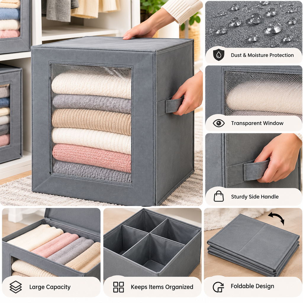 Fabric Storage Organizer with Viewing Window – detail view 2