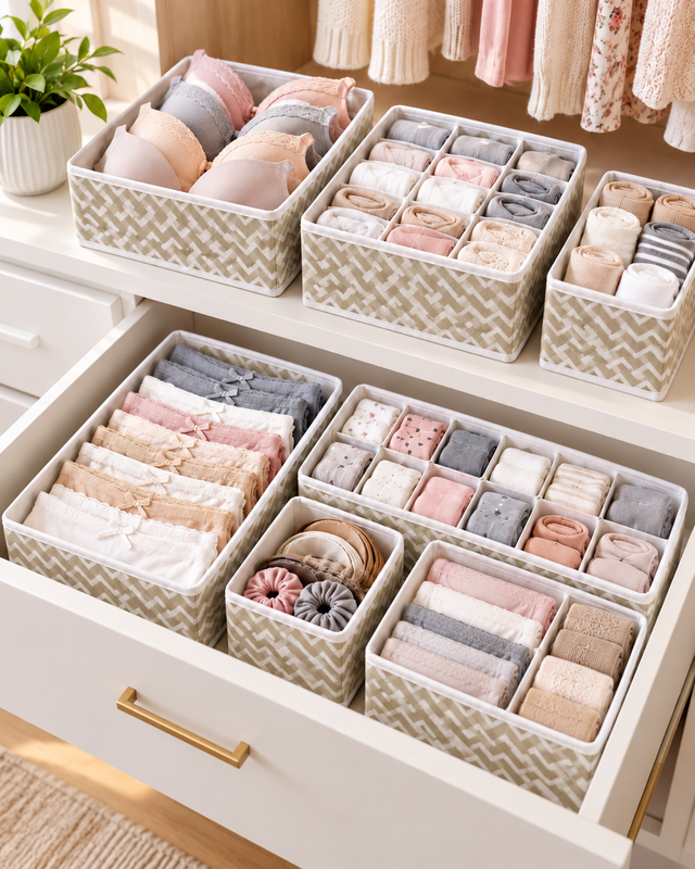 Fabric Drawer Organizers – 6-Piece Set – detail view 2