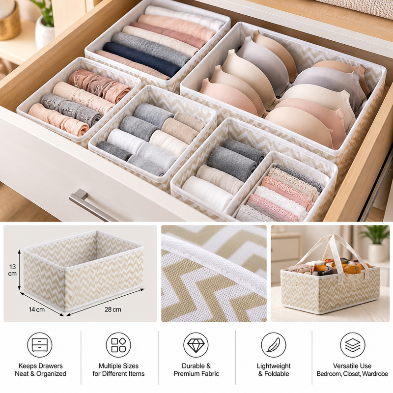 Fabric Drawer Organizers – 6-Piece Set – detail view 3