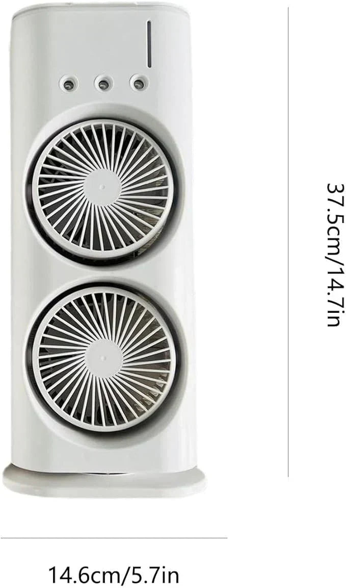 Double-Headed Rechargeable/USB Desk Air Cooler Night Light for Office Home