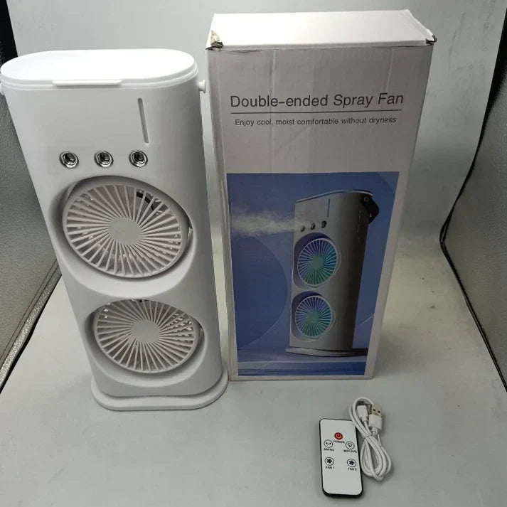 Double-Headed Rechargeable/USB Desk Air Cooler Night Light for Office Home