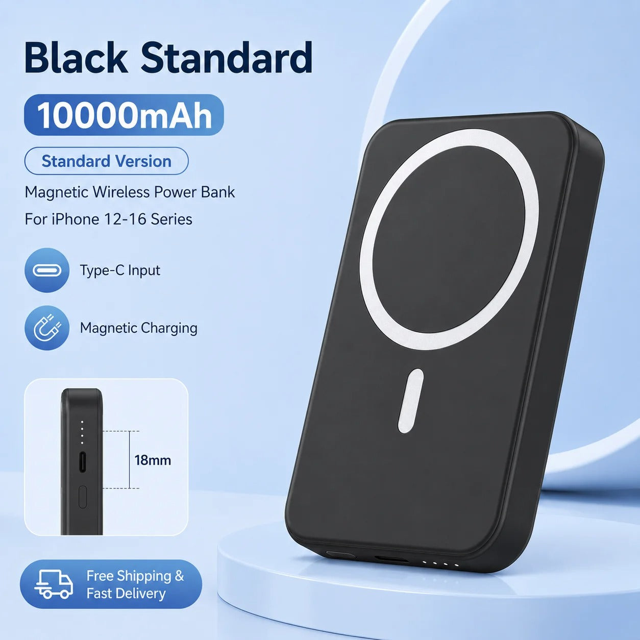 10000mAh Magnetic Wireless Power Bank