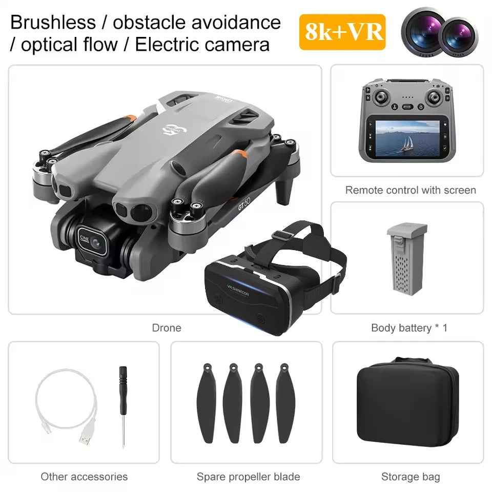 RC Drone, 360° Obstacle Avoidance, 8K HD Aerial Photography, Brushless Motor, Foldable Quadcopter, WiFi