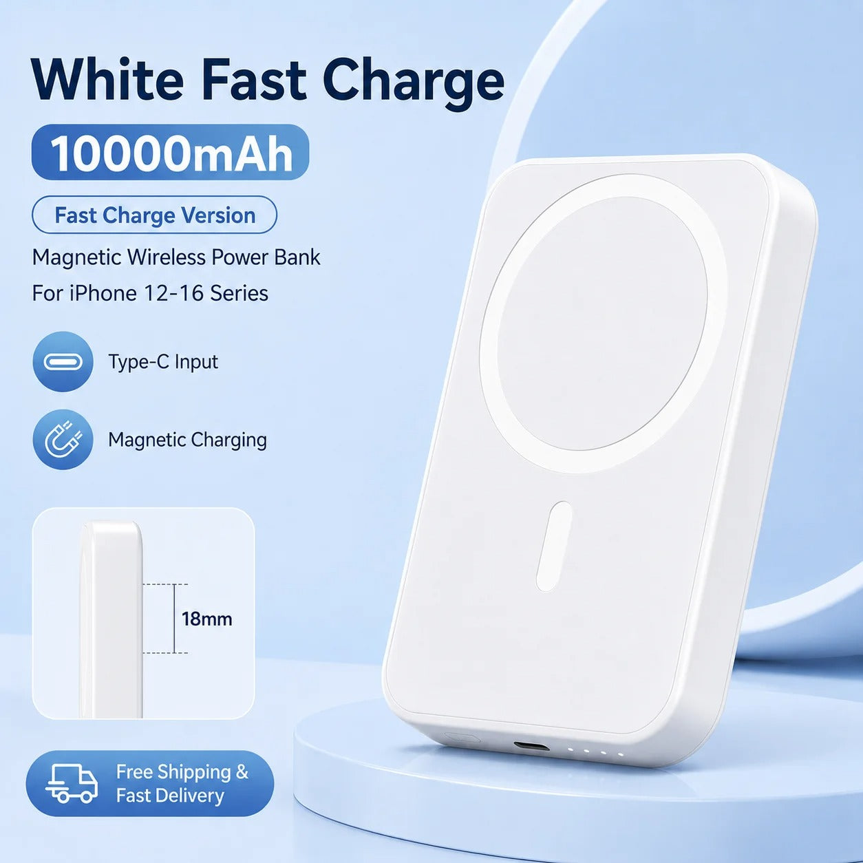 10000mAh Magnetic Wireless Power Bank