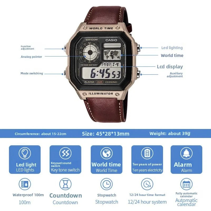 Multifunctional Casio AE-1200WHL-5A Waterproof Watch