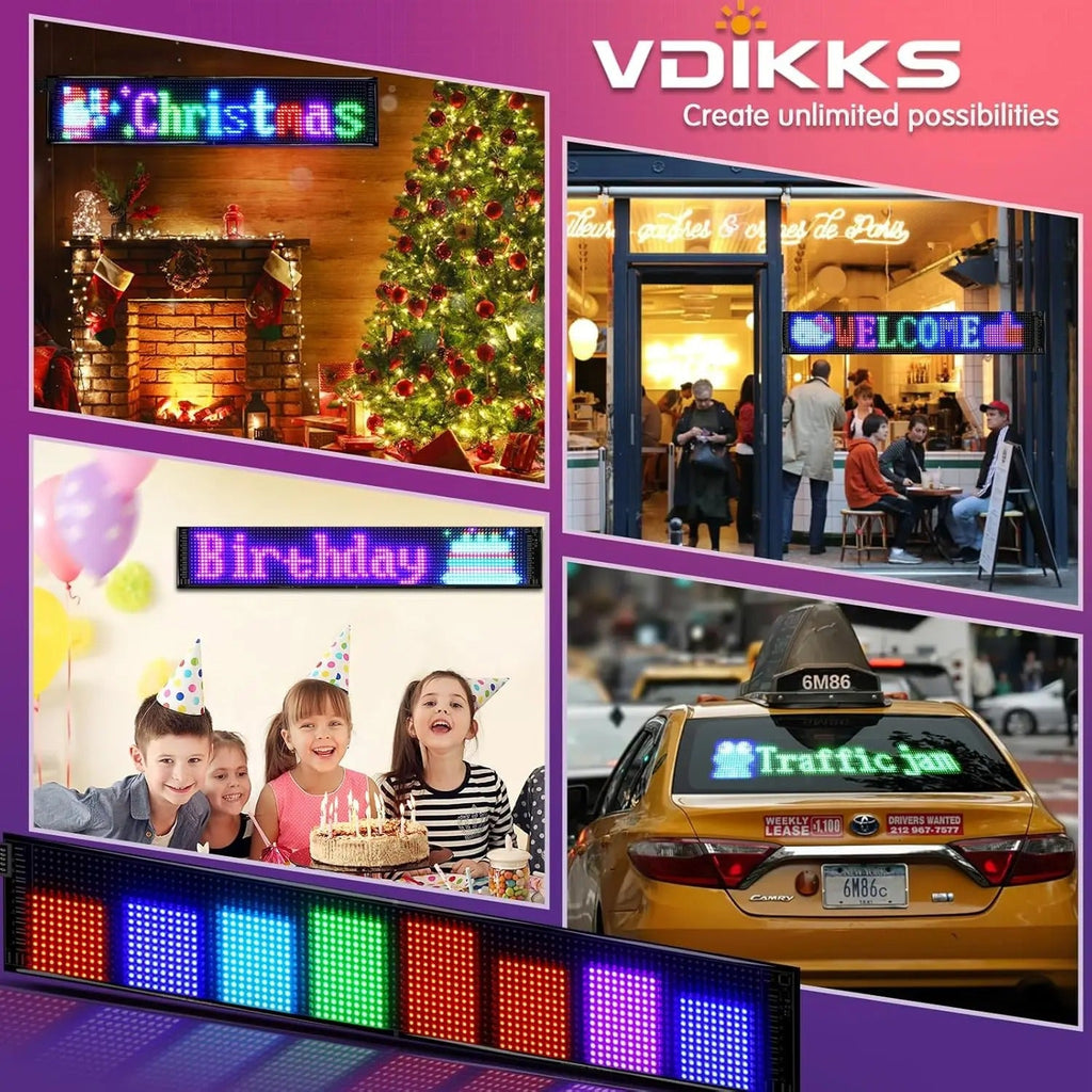 Programmable flexible RGB Matrix LED panel with scrolling text animation