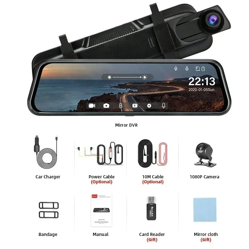 1080P Touch Screen Car DVR Front Rear Camera