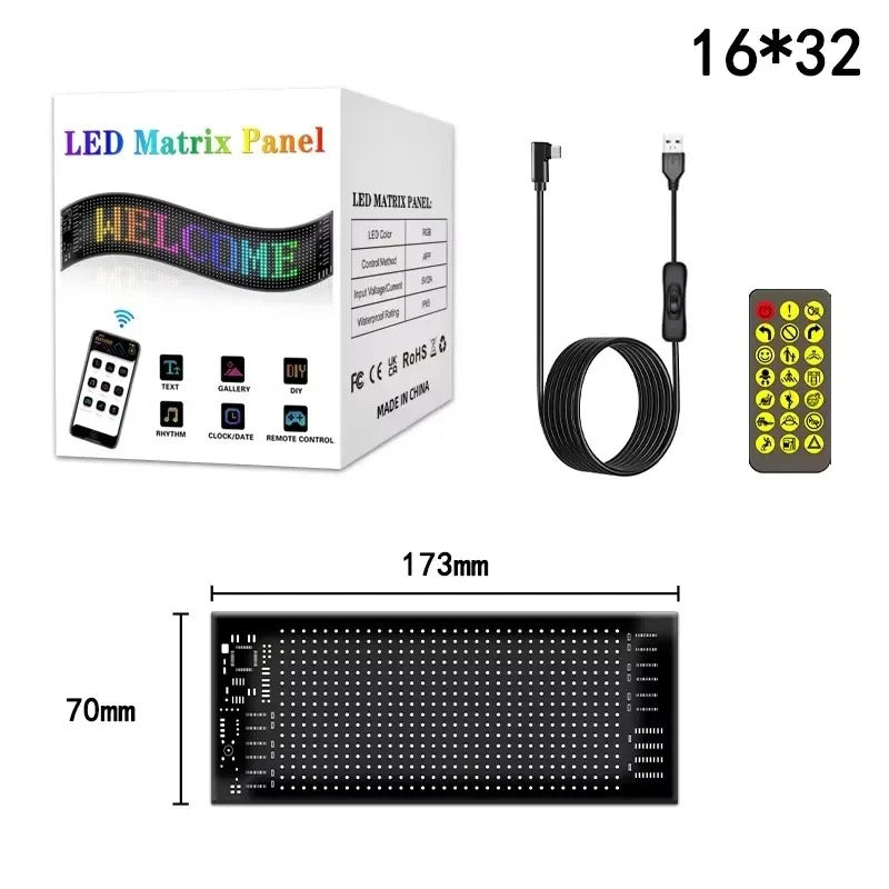 Programmable flexible RGB Matrix LED panel with scrolling text animation