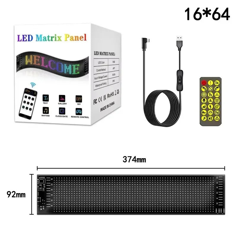 Programmable flexible RGB Matrix LED panel with scrolling text animation